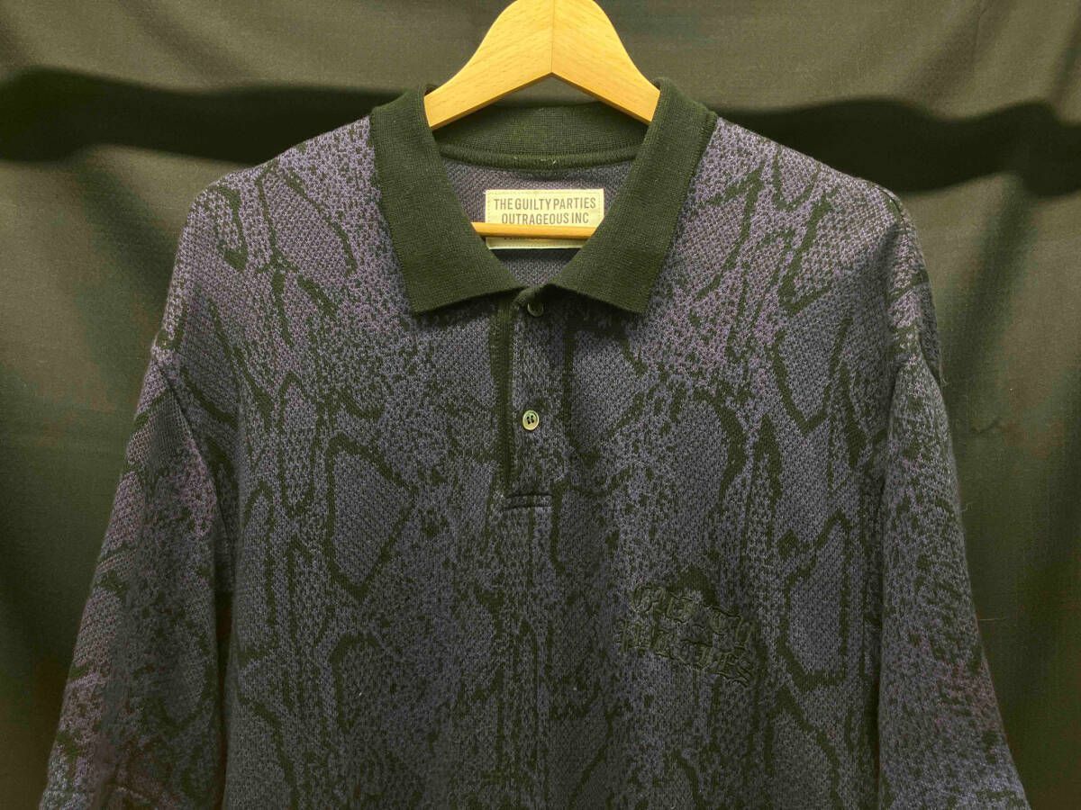 ワコマリア Python ニットポロ パープルMサイズ SELECT SHOP HEMSTITCH