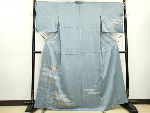 平和屋着物○訪問着 駒刺繍 扇面霞花松文 金彩 正絹 逸品 DAAT1491tw