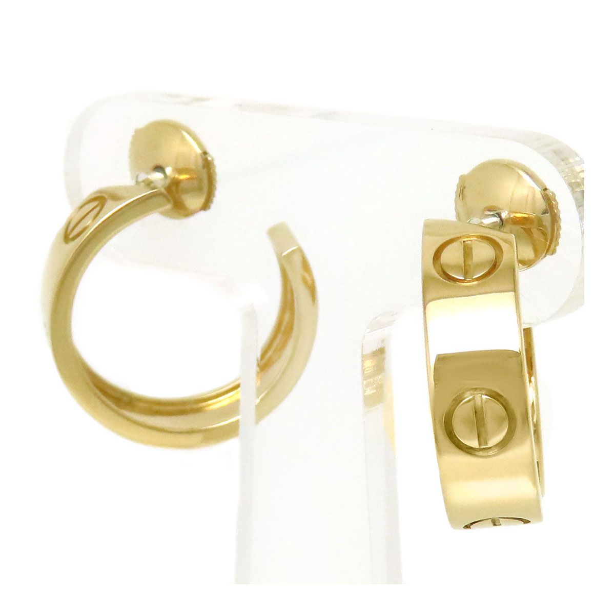 【美品】カルティエ　ラブ　ピアス　750 YG 片耳　フープ Cartier - 【美品】カルティエ ラブ ピアス 750 YG 片耳 フープ