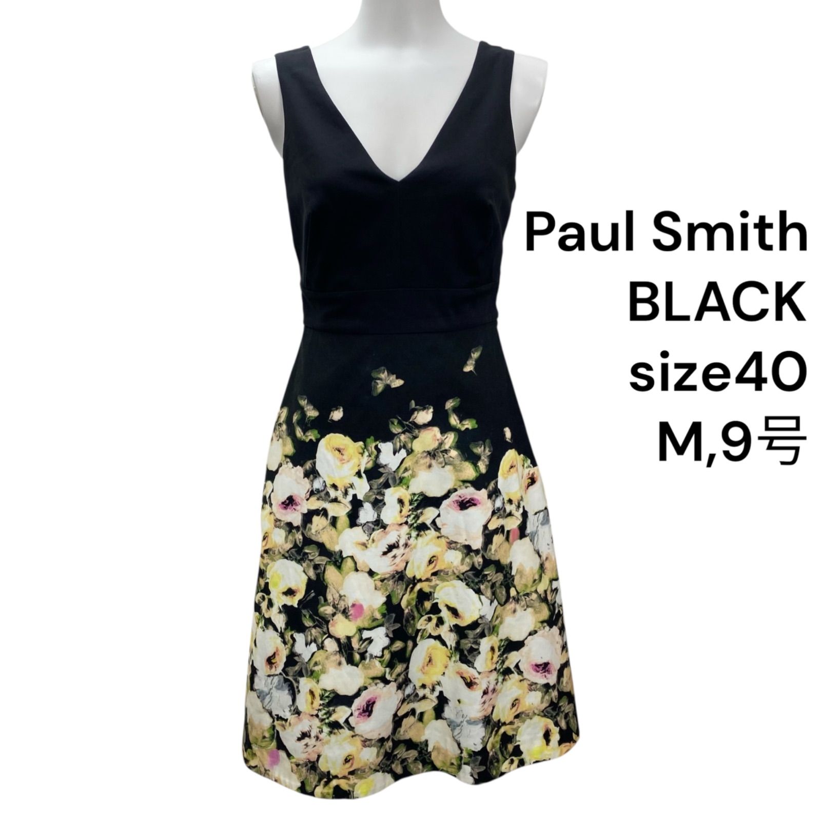 ◇ポールスミス ブラック Paul Smith ワンピース 膝丈 袖なし コットン 