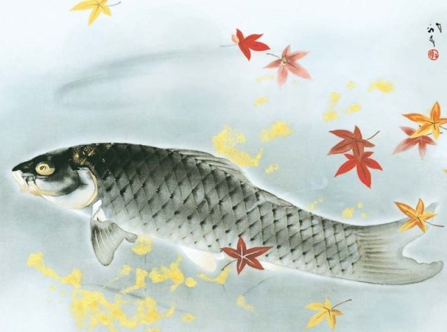 川端龍子　彩色日本画『魚彩』P8号 川端龍子 彩色日本画『魚彩』P8号 - メルカリ