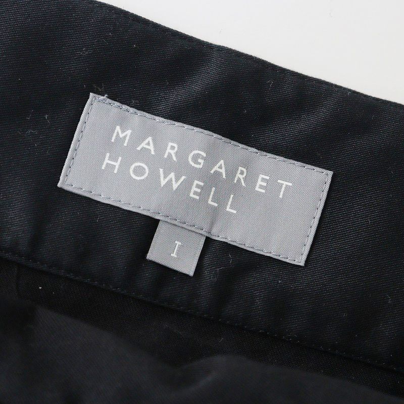 2023AW マーガレットハウエル MARGARET HOWELL FINE WOOL COTTON TWILL プリーツスカート 1/ブラック【2400013925198】