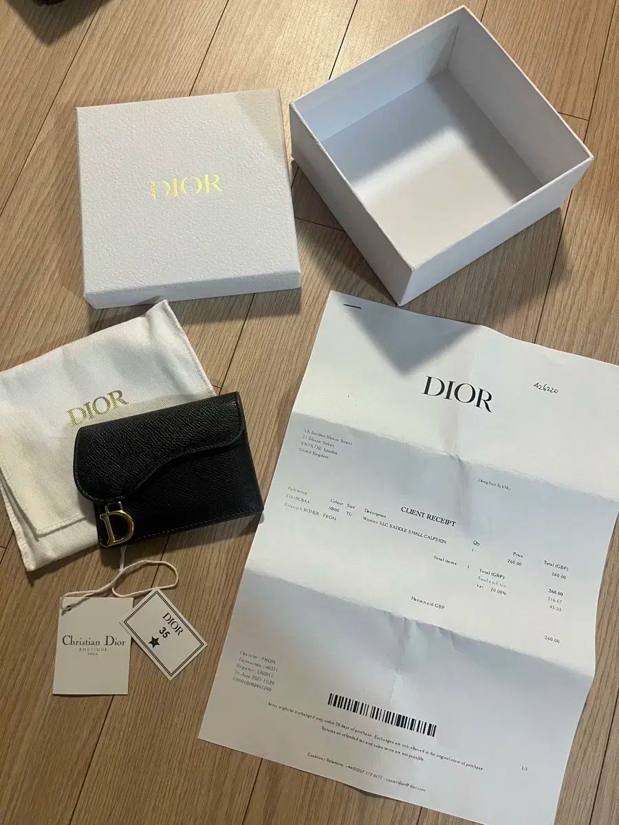 ディオール新サドル カードウォレット ブラック カーフスキン フルセット