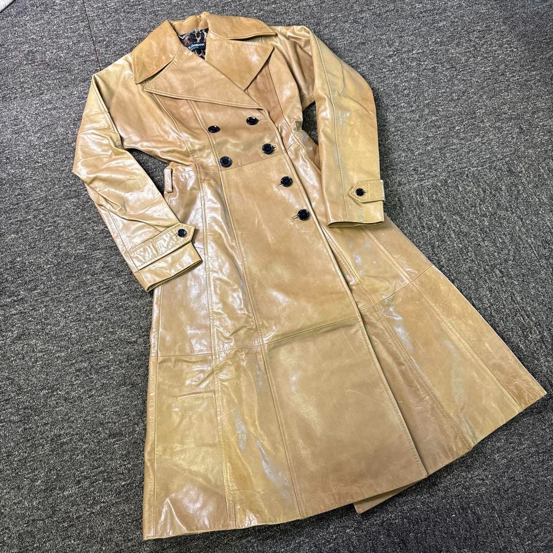 DOLCE-GABBANAレディースレザートレンチコートサイズ40