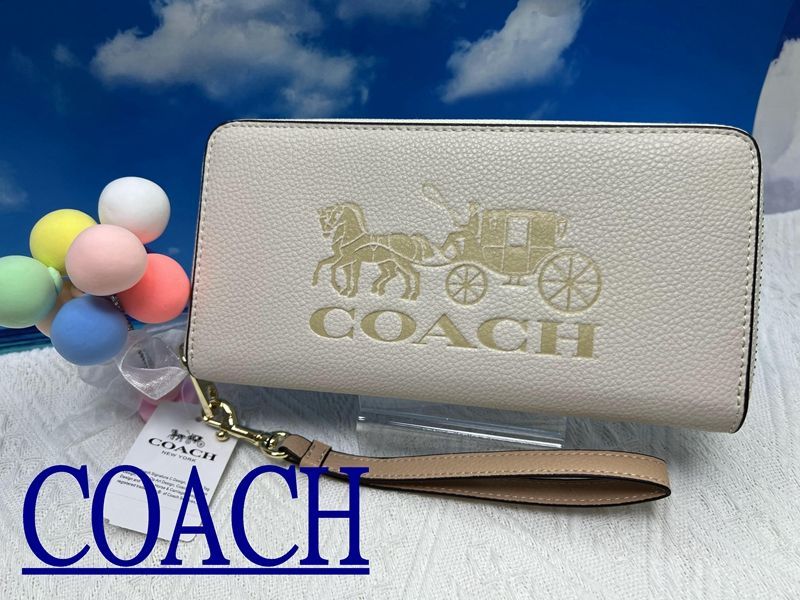 COACH 財布 コーチ 長財布 馬車柄 ホースアンドキャリッジ アコーディオンラウンド リストレット付 ホワイト プレゼント 新年お祝い  ギフト 贈り物 財布 レディース 新品未使用 ブランド  A060 C3548 16