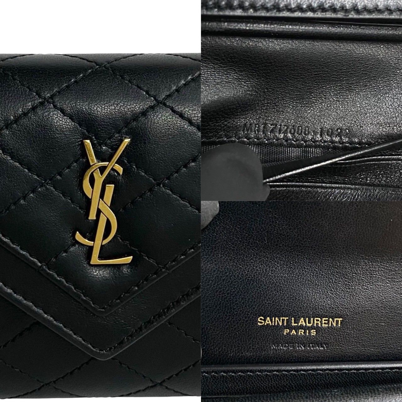 極 美品 SAINT LAURENT PARIS サンローランパリ ロゴ 金具 レザー 本革 