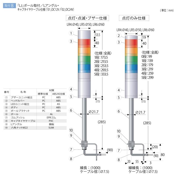 LR6-402LJBW-RYGB ｼｸﾞﾅﾙﾀﾜｰ
