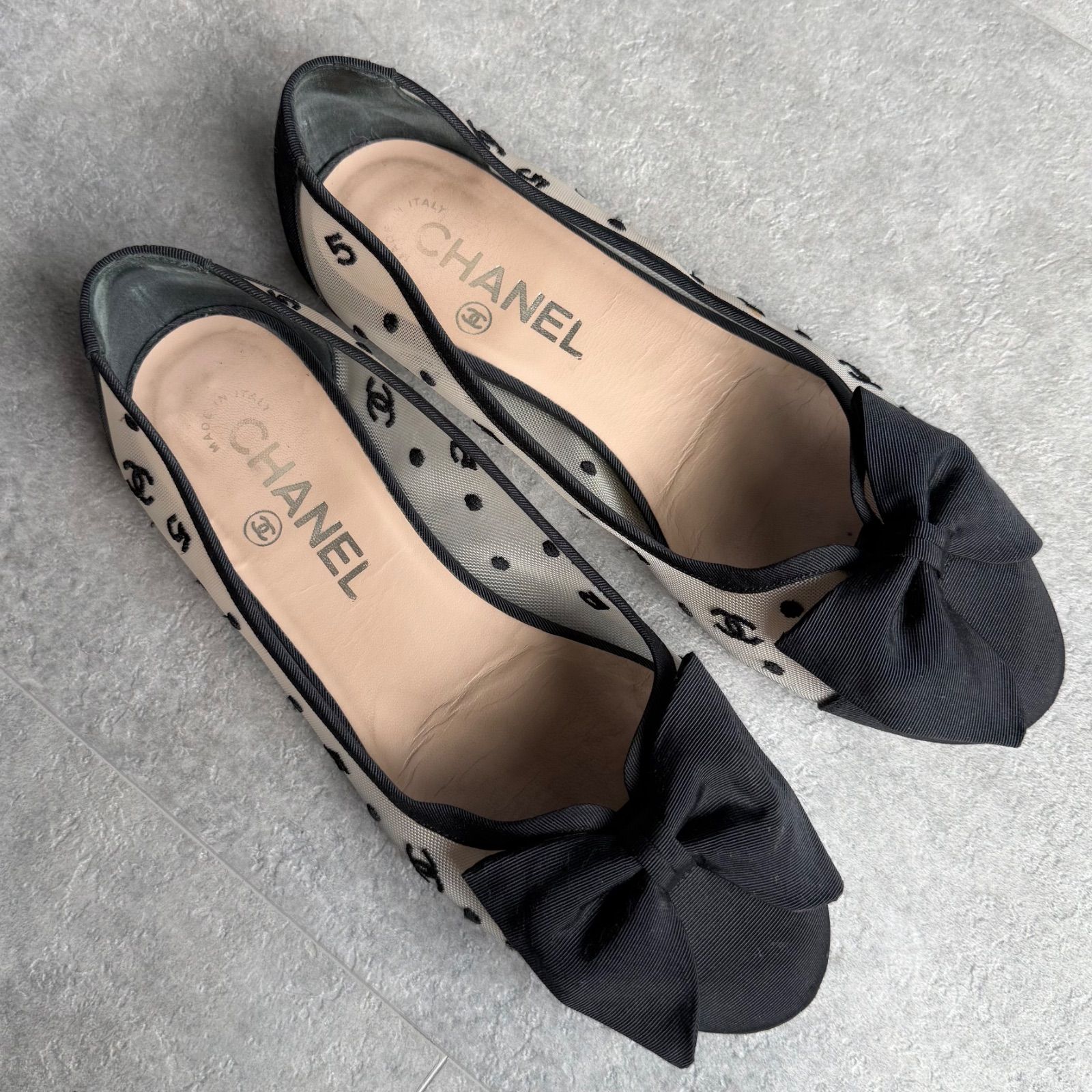 シャネル ココマーク リボン バレエシューズ 35.5(約22.5cm)