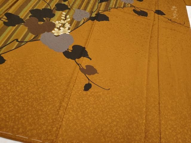 平和屋本店□極上 皇室デザイナー 中村乃武夫 訪問着 蔦の葉花文 金彩