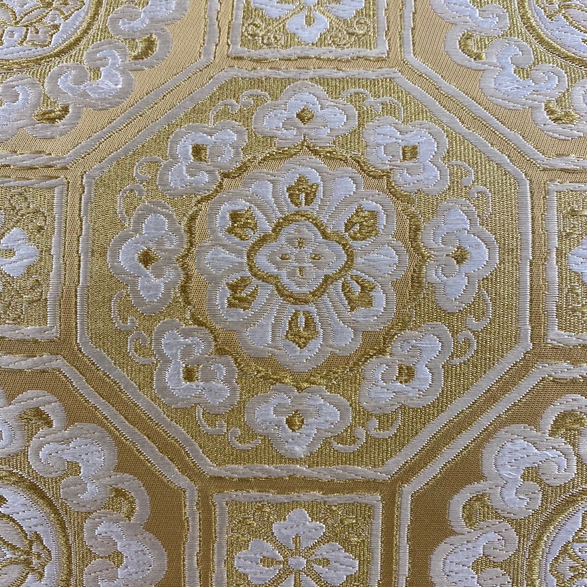 袋帯 美品 秀品 落款 蜀江華文 金糸 ベージュ 六通 正絹 【中古
