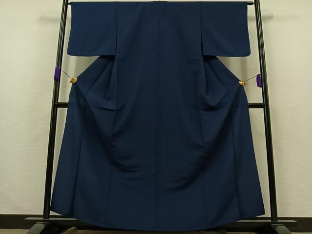 平和屋着物 色無地 単衣 留紺色 洗える着物 AABA7913jh