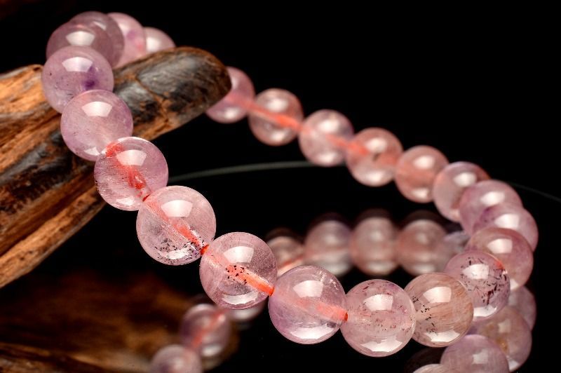 1点物】AA☆上質 ピンクスーパーセブンアメジスト 8mm ブレスレット