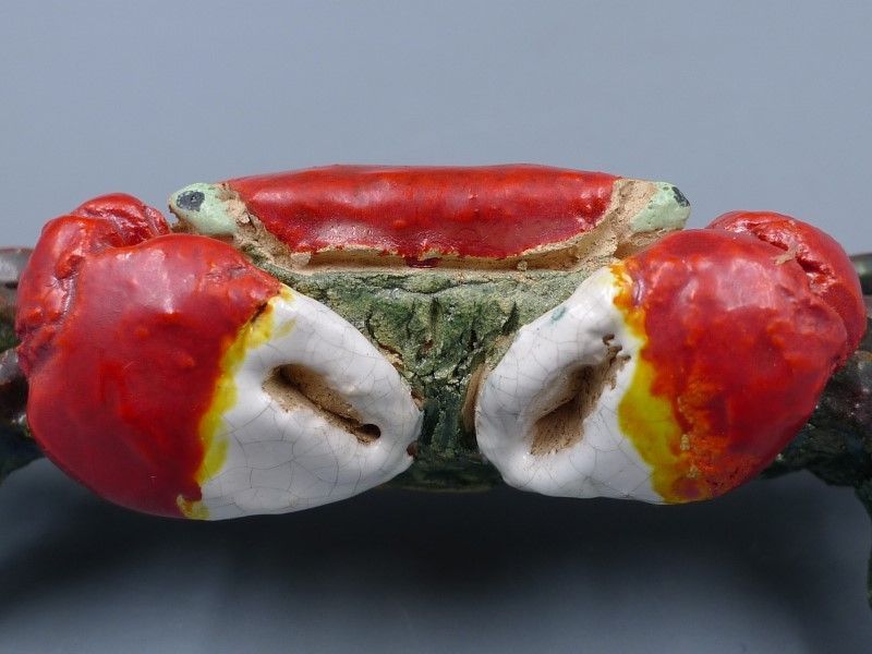 希少 本物保証 明治期 水月焼 初代 好川恒方 作 蟹 天神蟹 置物 狩野派