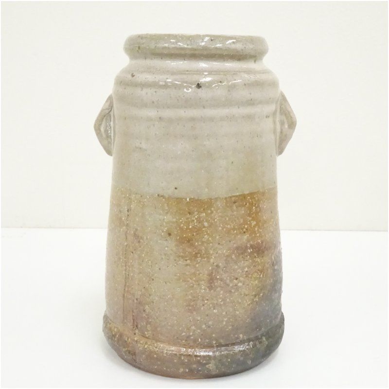 十四代坂倉新兵衛造 耳付花入 茶道具 萩焼 花器 花生 花瓶 共箱 萩灰被耳付花入 14代坂倉新兵衛 - 茶道具きよ川［茶器・茶道具