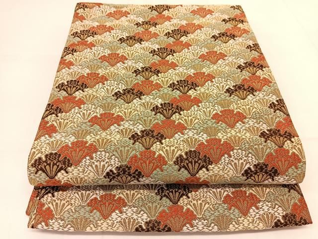 ♦️逸品　正絹　雪輪青海波　二重太鼓の作り帯 平和屋着物◎九寸開き名古屋帯 唐織 雪輪青海波 金糸 正絹 逸品