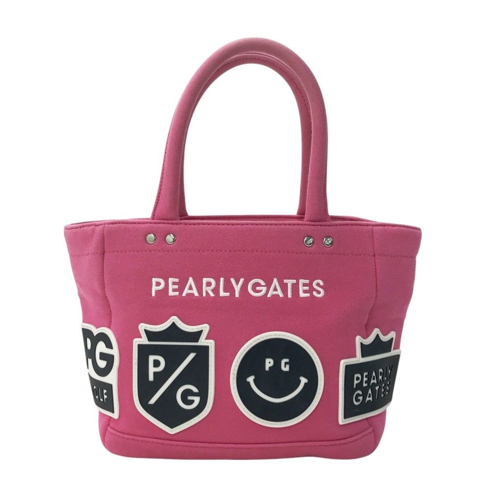 PEARLY GATES パーリーゲイツ  カートバッグ ニコちゃん ワッペン  ピンク系  [240101469225] ゴルフウェア ストスト PEARLY GATES パーリーゲイツ カートバッグ ニコちゃん ワッペン