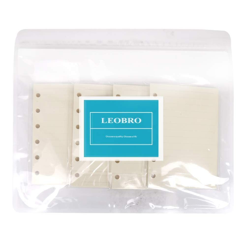  手帳リフィル ミニ6穴 システム手帳リフィル A 7 メモ帳リフィル ポケットサイズ 4冊セット 横罫7 mmクリーム LEOBRO システム手帳用リフィル 手帳 日記 家計簿