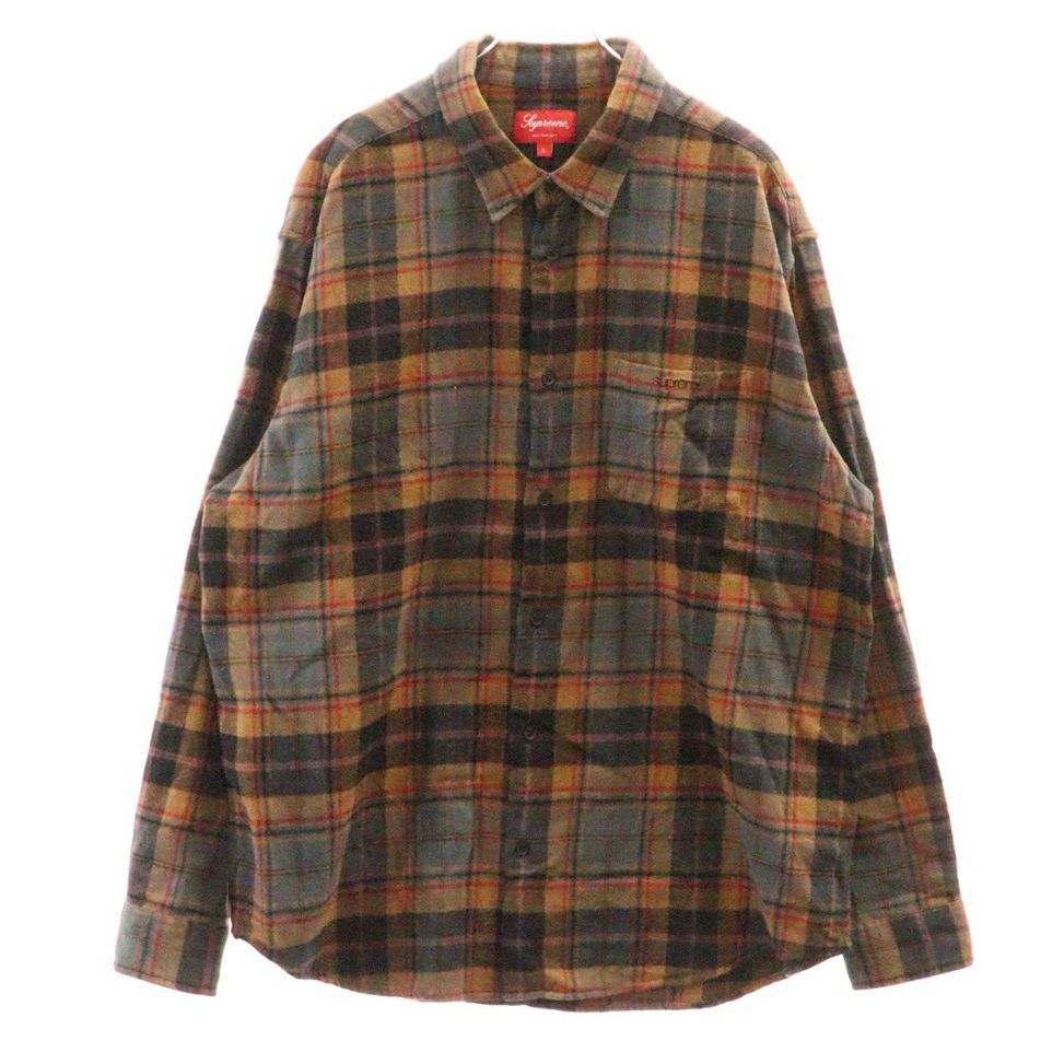 SUPREME (シュプリーム) 22AW Plaid Flannel Shirt フランネル チェック ロングスリーブ 長袖シャツ ブラウン