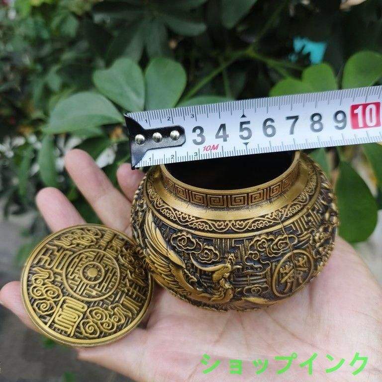 銅 細工 瓢簞龍鳳図茶壺 茶道具 香道具 装飾品 工芸品 置物 銅 細工 龍鳳 荼葉壺 装飾品 工芸品 美術品 置物 - メルカリ