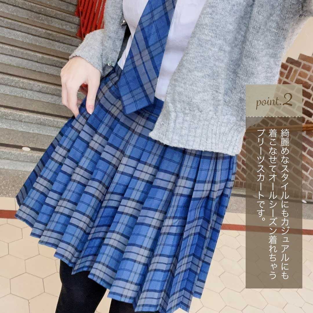 プリーツチェックスカート自由制服 中学 高校ウエスト···60cm - スカート