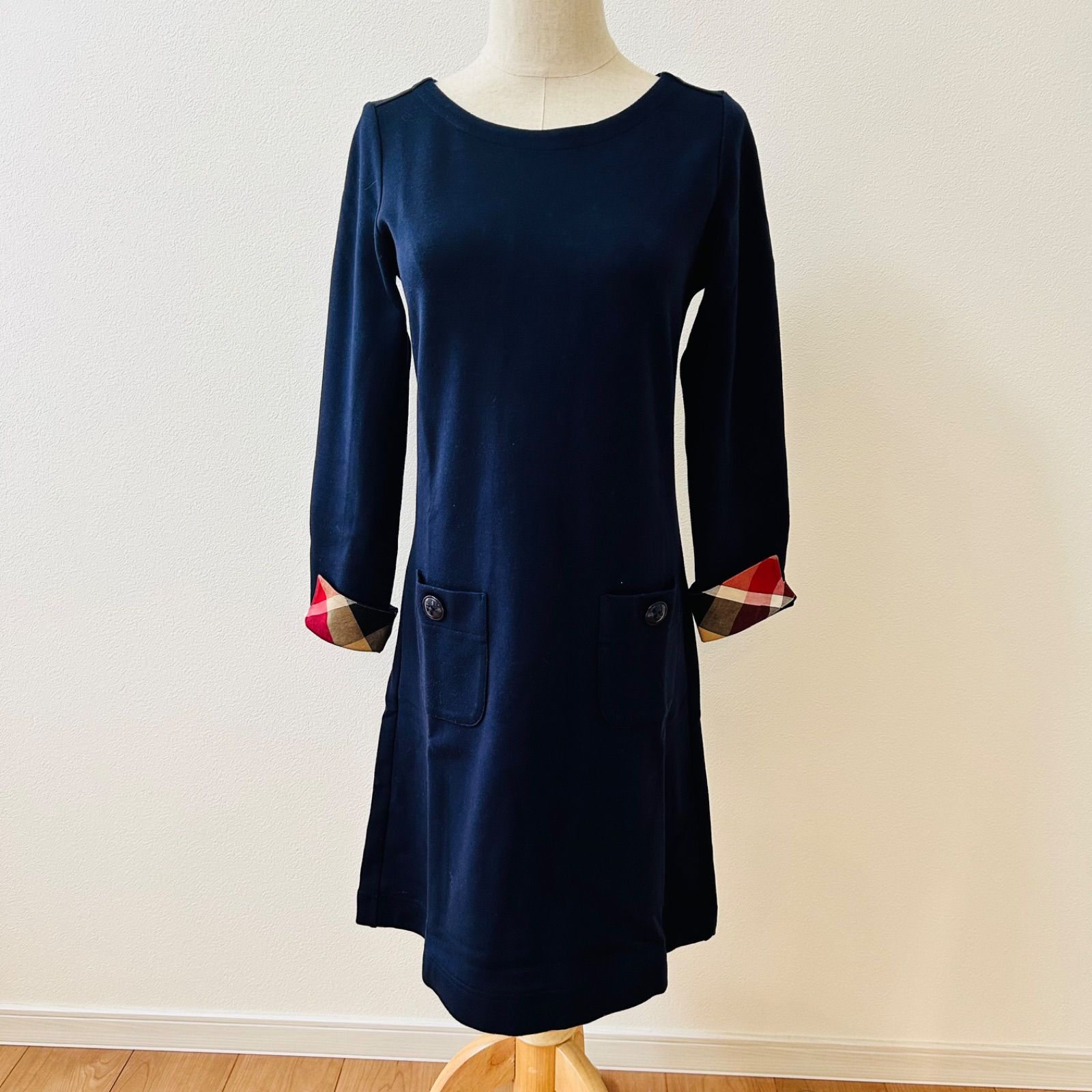 タグ付き✨　ブルーレーベルクレストブリッジ　ワンピース　ニット　チェック　リボン 美品】ブルーレーベルクレストブリッジ チェック リボン付 ワンピース