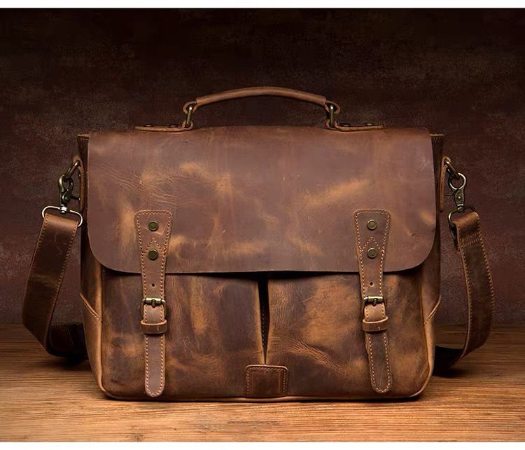 【トップクラフト】新品！大容量 高級牛革レザー ビジネスバッグ 書類鞄 ハンドメイド 2wayショルダーバッグ 斜めがけ ハンドメイド 高品質 高級 大容量 牛革レザー メンズ 本革 斜めがけ ショルダーバッグ