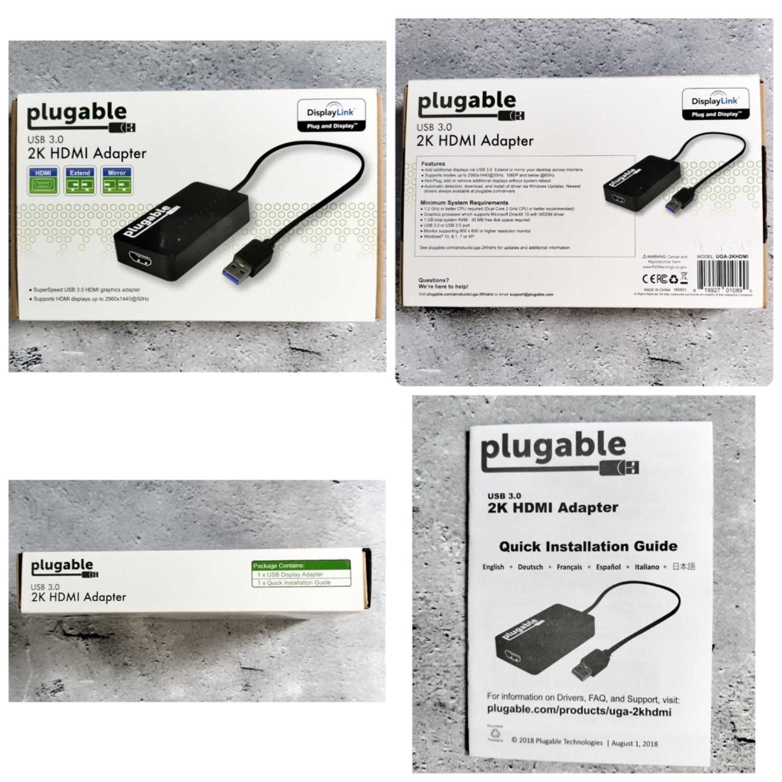 Plugable USB3.0 ディスプレイアダプタ HDMI 2K 1080p 対応 - USB グラフィック変換アダプタ DisplayLink