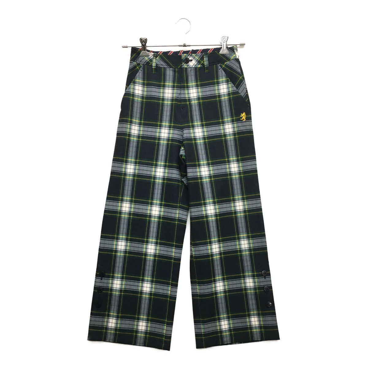中古 レディース アドミラルゴルフ Admiral Golf パンツ S グリーン ワイド ストレッチ チェック