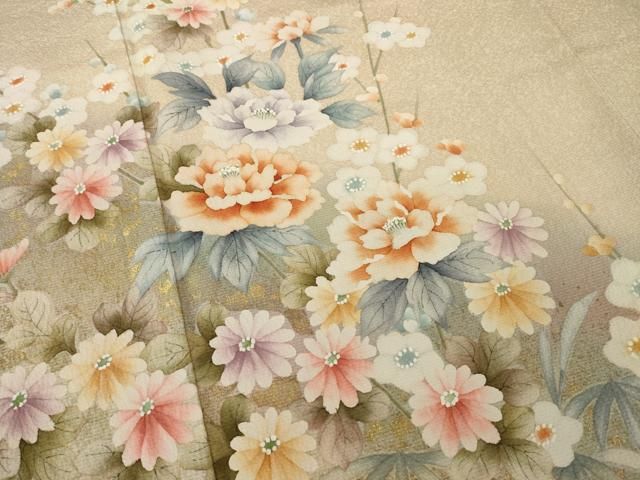 平和屋着物□訪問着 手描き 枝花文 暈し染め 正絹 逸品 AAAL2998Bph