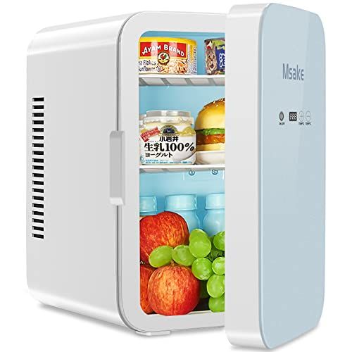 Msake ミニ冷蔵庫 10L 小型 冷蔵庫 ポータブル 冷温庫 0℃～60℃ 温度調節可 保冷保温庫 ワンタッチ操作 LCD温度表示 高密度発泡ウレタン採用 ペルチェ式 静音 省エネ AC DC給電 12V車対応 車載用 車中泊 キャンプ 一人暮らし 家庭用