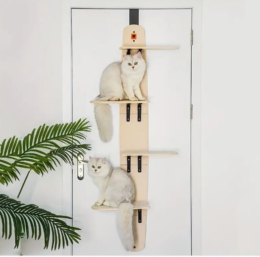 4段ドアハンギングキャットクライマー ドアマウント垂直キャットツリータワー カーペット敷きの板付き 屋内猫用 ドアマウント高さ170.94cm X 長さ56.64cm X 幅