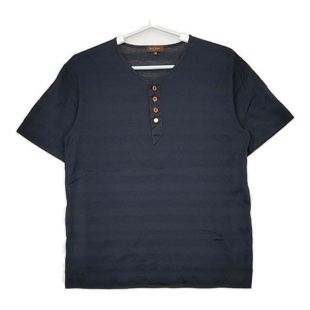 ポールスミス　ヘンリーネックT ネイビー　サイズM PAUL SMITH COLLECTION ヘンリーネック ボーダー 日本製 半袖Tシャツ