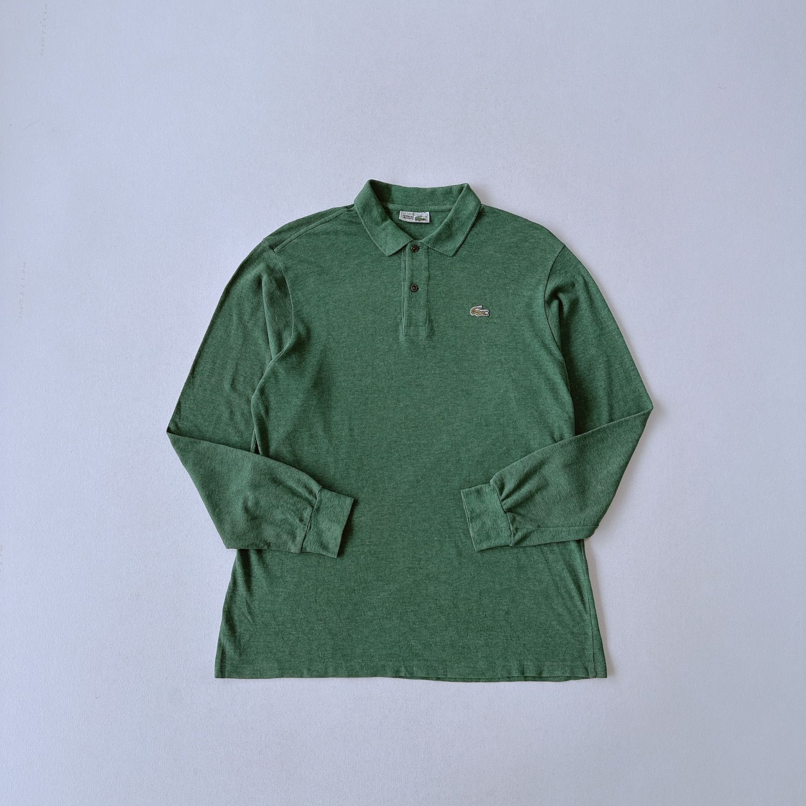80s フランス製 シュミーズラコステ 長袖 ポロシャツ グリーン size6
