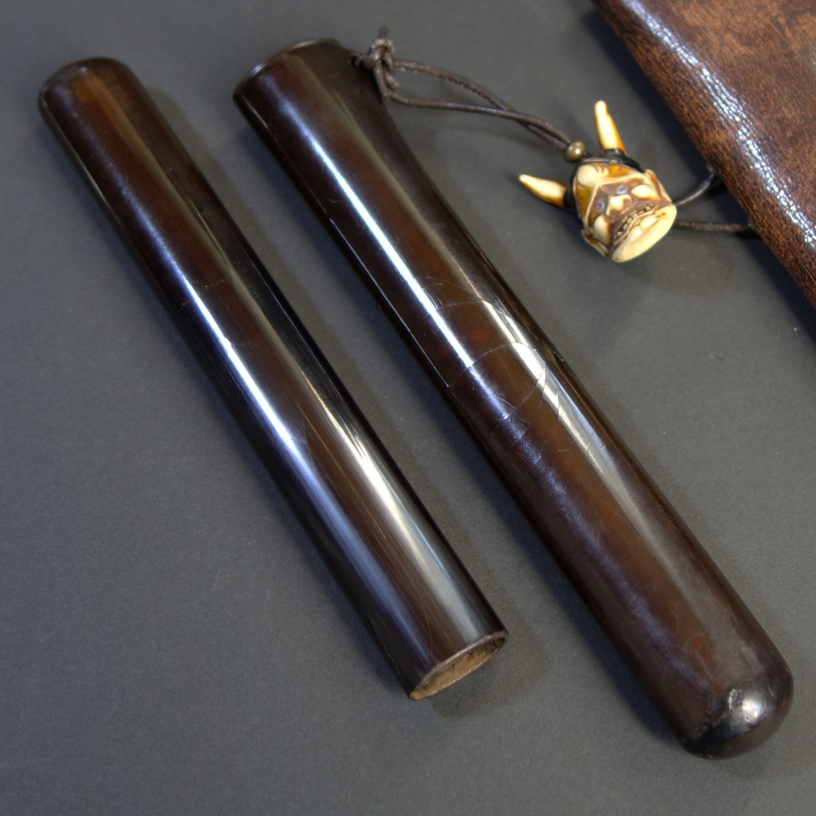 煙草入れ 漆蒔絵蔓草図煙管筒 煙草入れ 漆蒔絵蔓草図煙管筒 煙草入れ