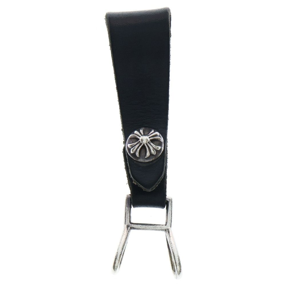 CHROME HEARTS クロムハーツ BELT LOOP クロスボールボタンレザーベルトループ シルバー|ブラック BCA397