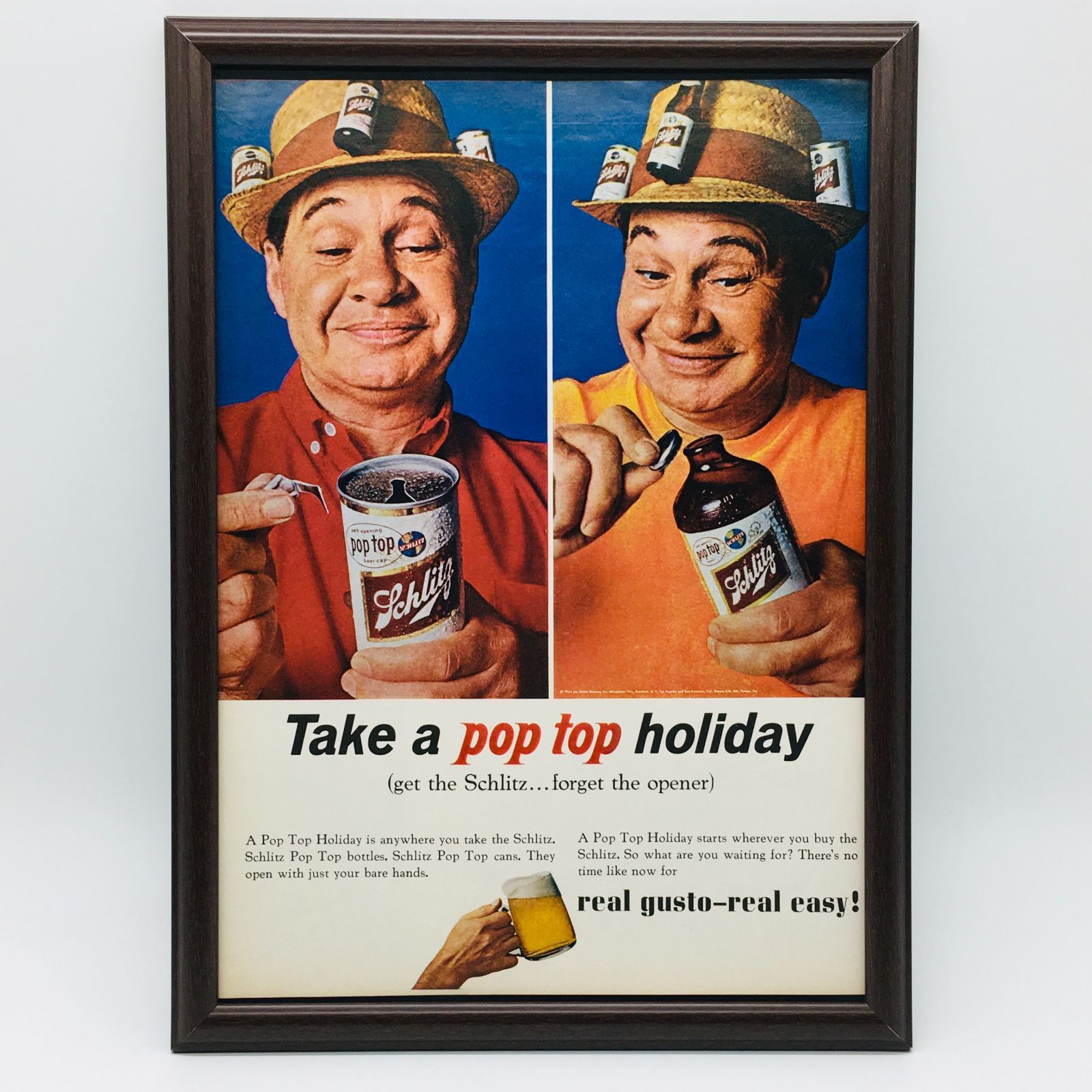 アメリカビンテージ ビール 広告 額付き インテリアに ビンテージ 広告 ポスター 『 シュリッツビール 』 1960's