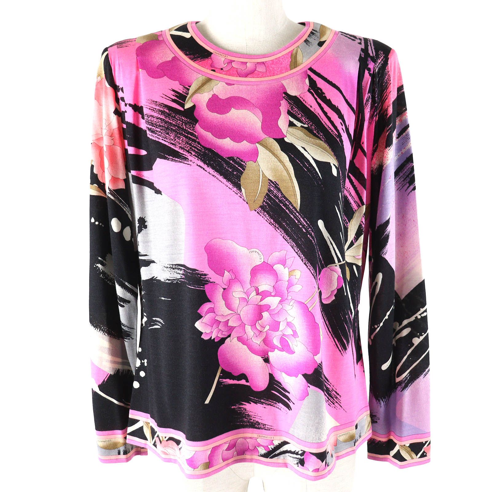 3150 LEONARD　カットソー　花柄　ピンク レオナール長袖花柄とピンクのシャツ 3150 LEONARD カットソー 花柄