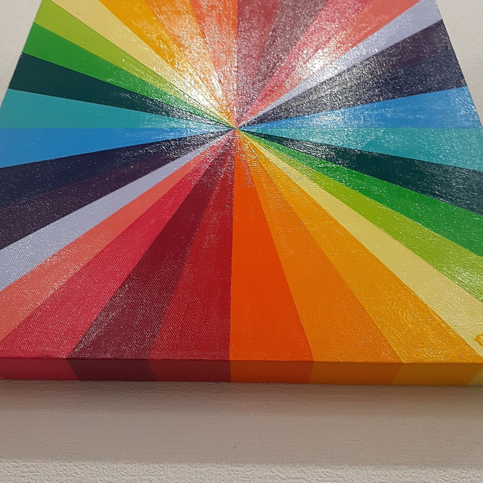 幾何学的レインボーのアクリル画 画家 小楠アキコ作品 40×40cm - メルカリ 