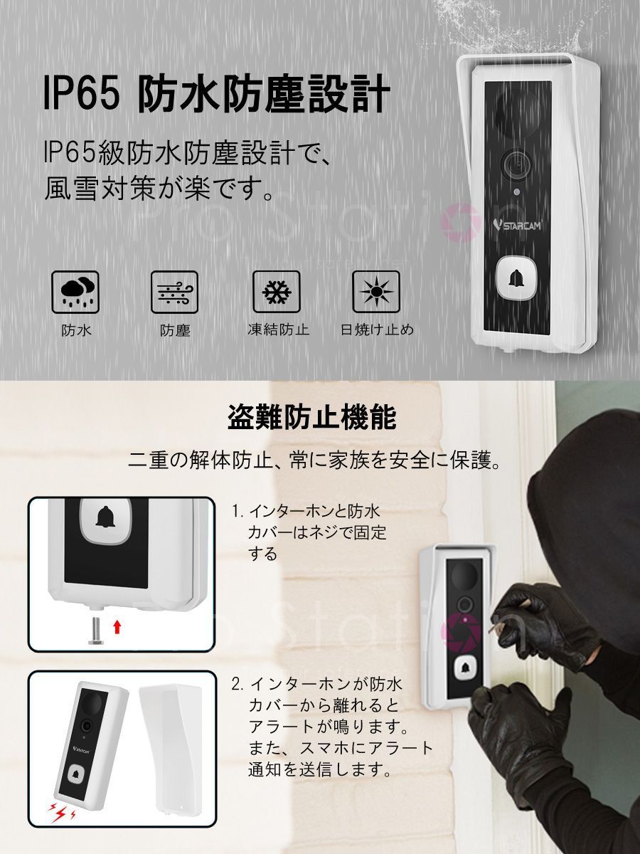 スマートドアカメラ Battery Type「DB6CAM.A」 スマートドアカメラ Doorbell (Battery Type) ワイヤレスインターホン