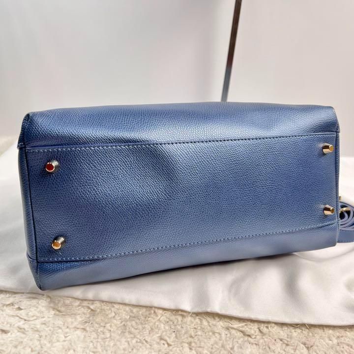 ✨美品✨FURLA フルラ パイパーM ハンドバッグ 2way メタリックブルー