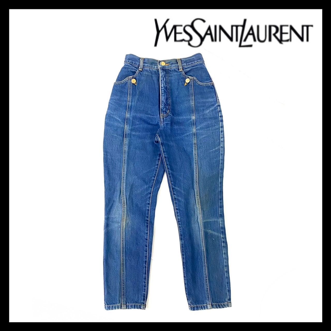 M【YVE SAINT LAURENT】デニムパンツ ジーンズ 38サイズ ハイウエストワイドデニムパンツ YSL/イヴ サンローラン  (50092MT2) - メルカリ