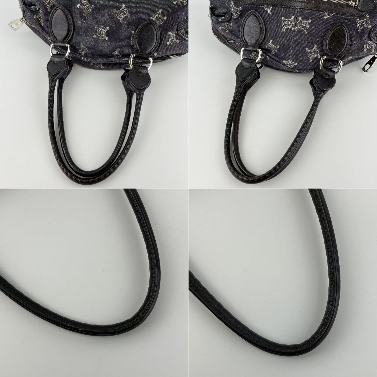 中古】CELINE セリーヌ パリマカダム柄 ショルダーバッグ ブルー