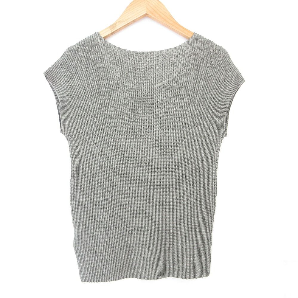 SPECCHIO スペッチオ ビジュー刺繍シャトル フレンチトップス スパンコール プリーツ カットソー 40 グレー レディース 古着