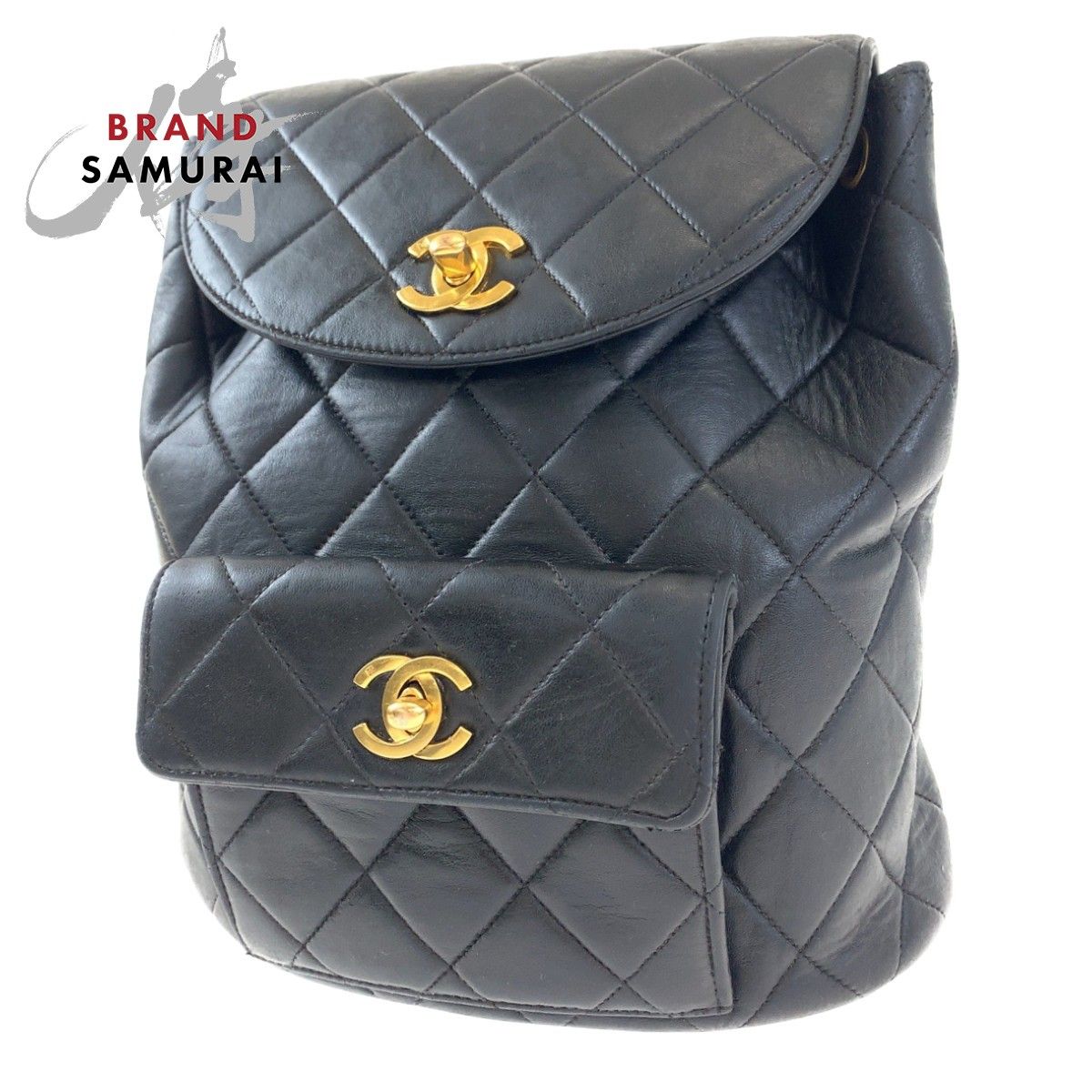 シャネル ヴィンテージ マトラッセ ダブルターンロック ミニリュック