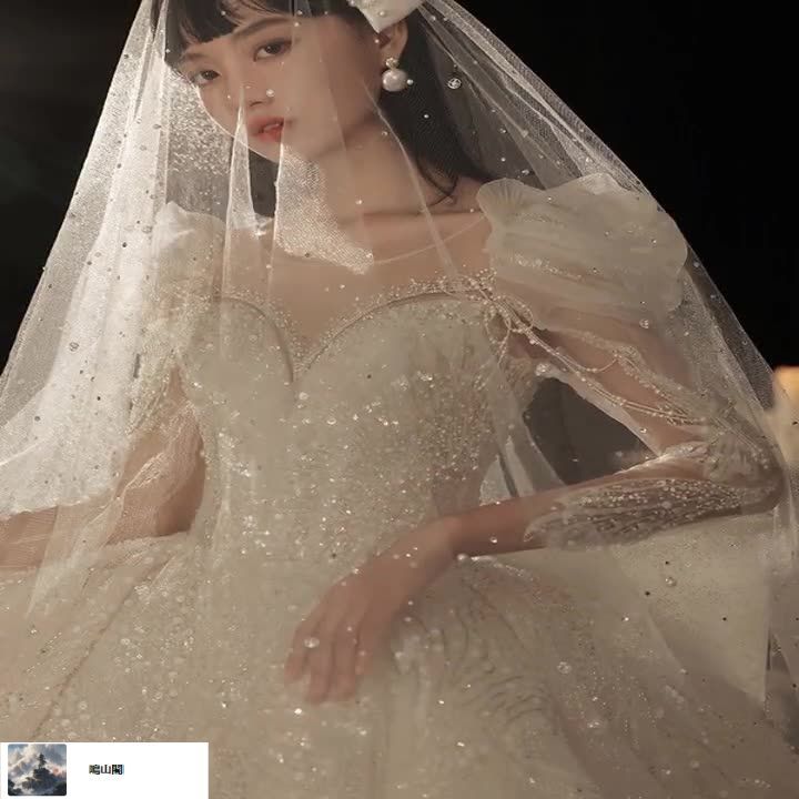 送料無料 秋 シンプル気品あふれるレトロラグジュアリー 長袖トレーン付き主婚 !-利用不可文字-! 新婦出門 !-利用不可文字-! -8.14LYC680夏の新生活