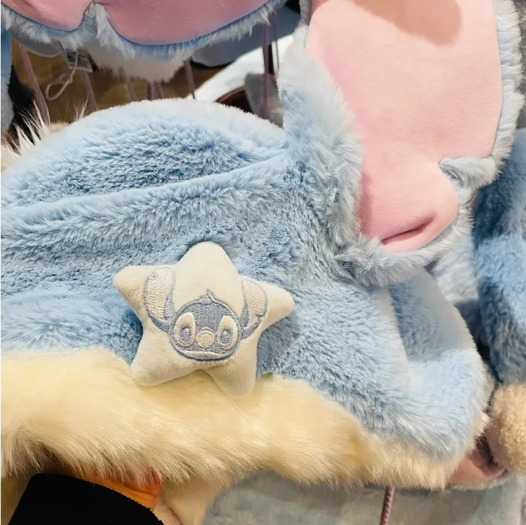 上海ディズニー　スティッチエンジェルふわふわファンキャップぽんぽん付き帽子2点 S2 10～15営業日発送 ディズニースティッチ ふわふわファンキャップ