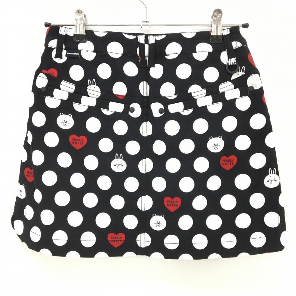 パーリーゲイツ スカート ダークネイビー×白 ドット柄 ロゴ刺しゅう