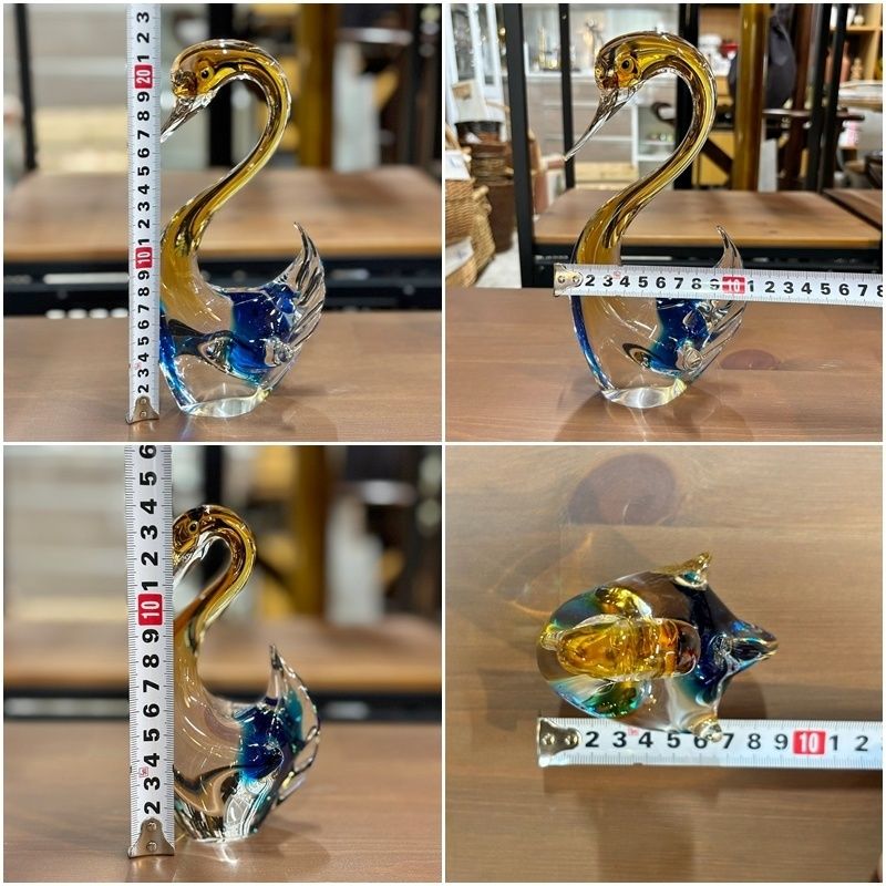 難あり※ MultiGlass マルティグラス スワン ペア 2羽 セット ガラス