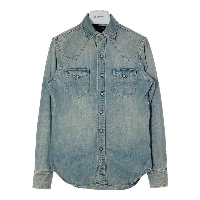 新品 RRL ダブルアールエル　インディゴ　ウェスタンシャツ 美品】RRL ダブルアールエル ウェスタンデニムシャツ コンチョ