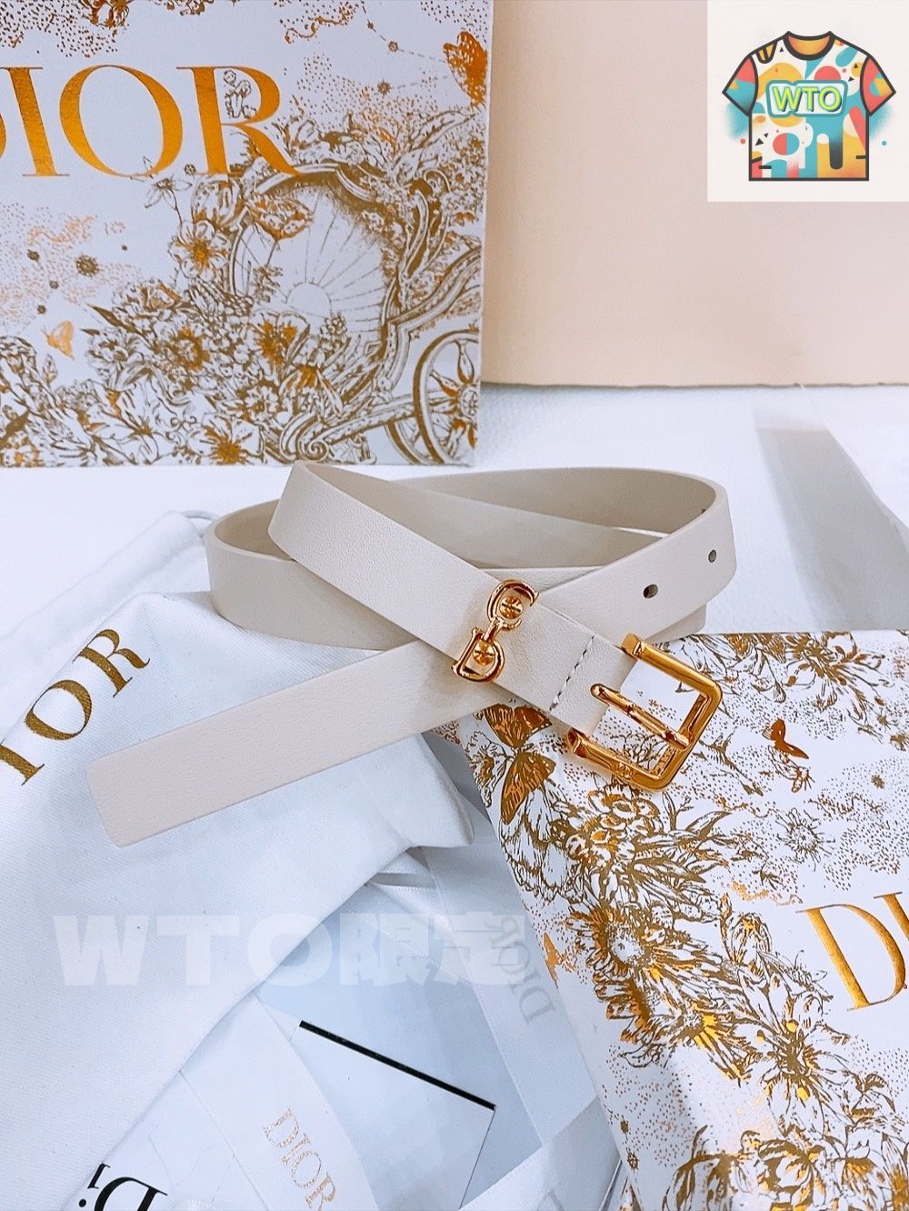★送料・関税込★DIOR★サドルベルトサンドローズ★ Christian Dior ChristianDior ディオール サドルナイロンベルト